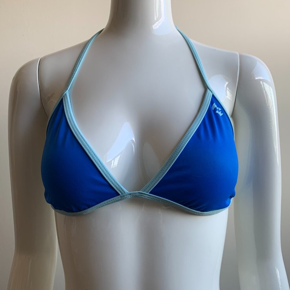 Billabong royal blue reversible to baby blue triangle bikini top